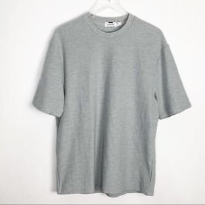 Topman Topshop Gray Textured Crewneck T-Shirt Small